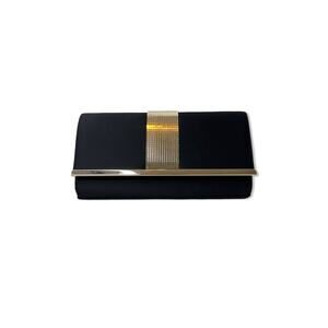 Black Satin Purse w/ Mirrored Gold
